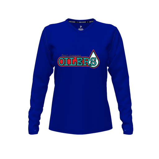 [CUS-DFW-TEES-CMF-VNK-LSL-RYL-FYXS-LOGO1] Comfort T-Shirt (Female Youth XS, Royal, V Neck, Logo 1, Long Sleeve)