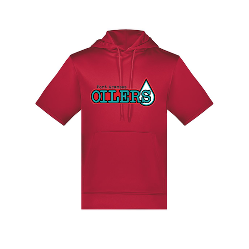 [6871.083.S-LOGO1] Men's Dri Fit Short Sleeve Hoodie (Adult S, Red, Logo 1)