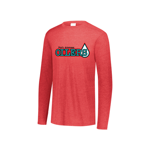 [FTLCUBRD-YS-LOGO1] Decker Youth Tri-Blend T-Shirt - Long Sleeve (Youth S, Red, Logo 1)